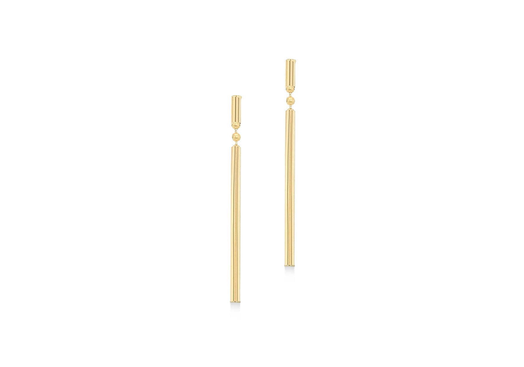 9ct Yellow Gold Round Bar Drop Earrings 41mm