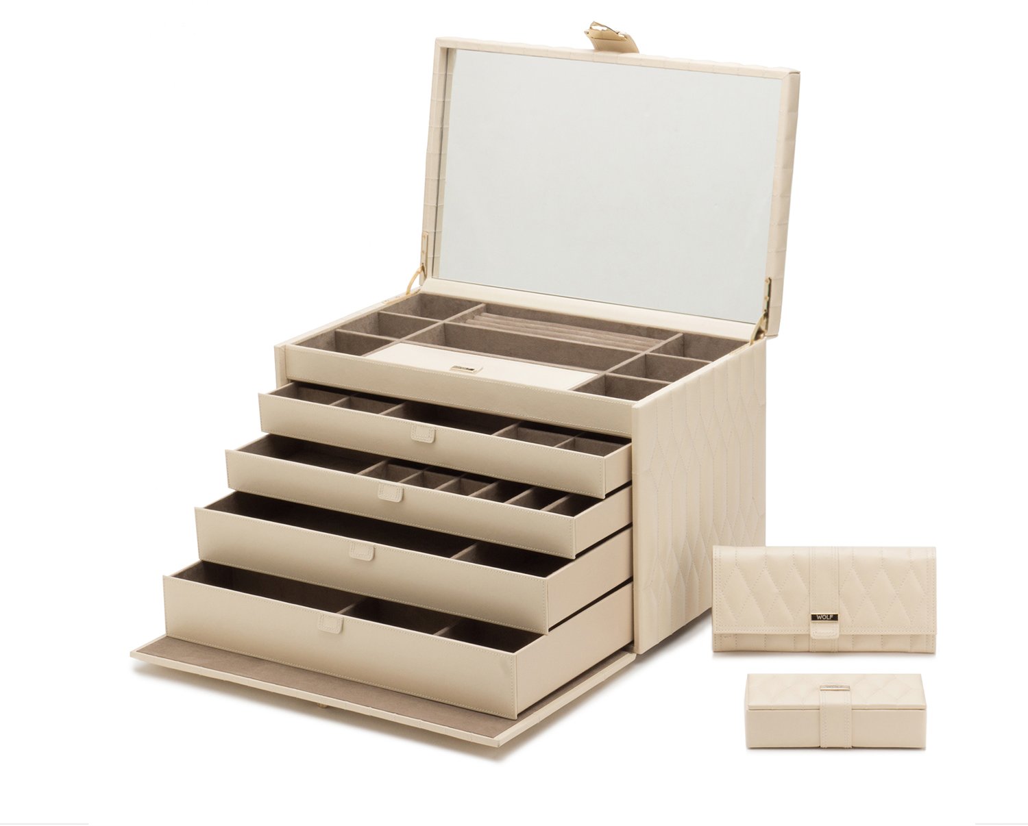 Wolf Caroline E-Large Jewellery Case Ivory