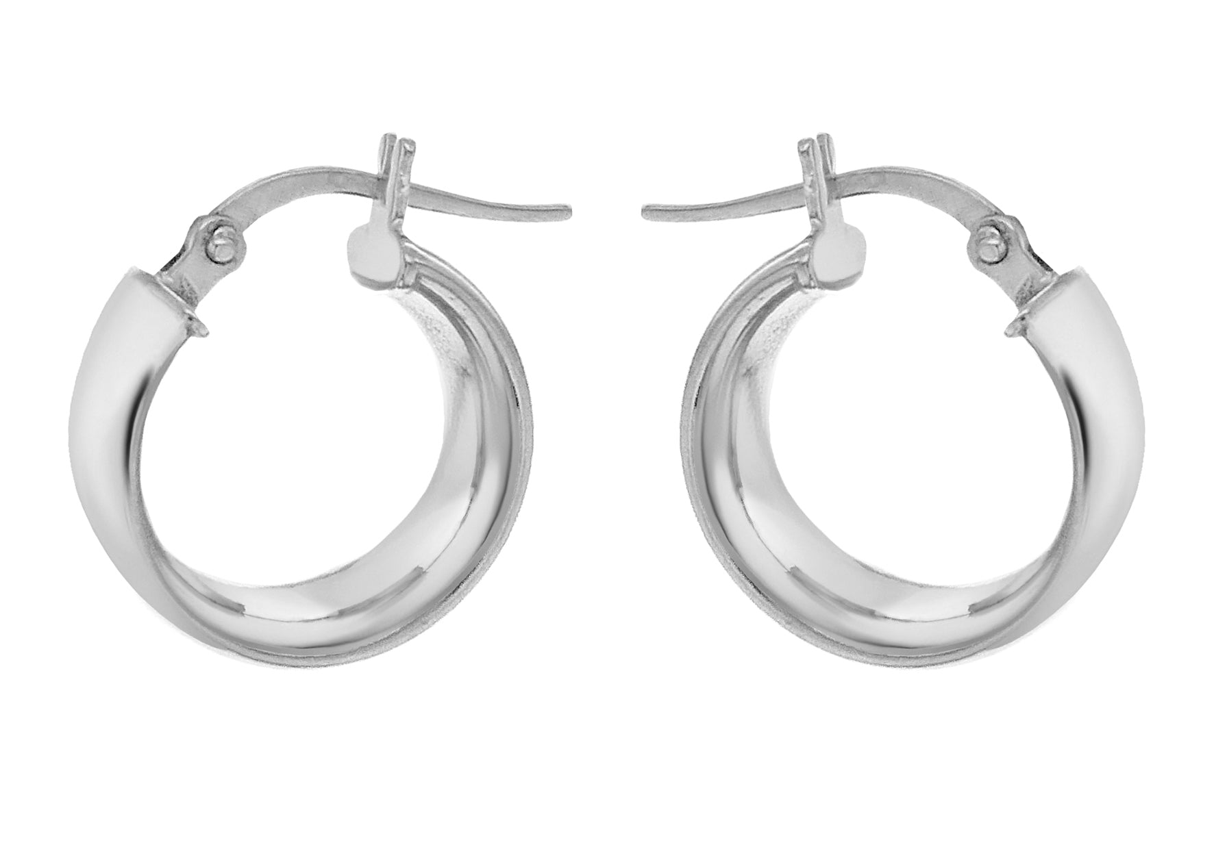 9ct White Gold 6mm Band 14mm Creole Earrings