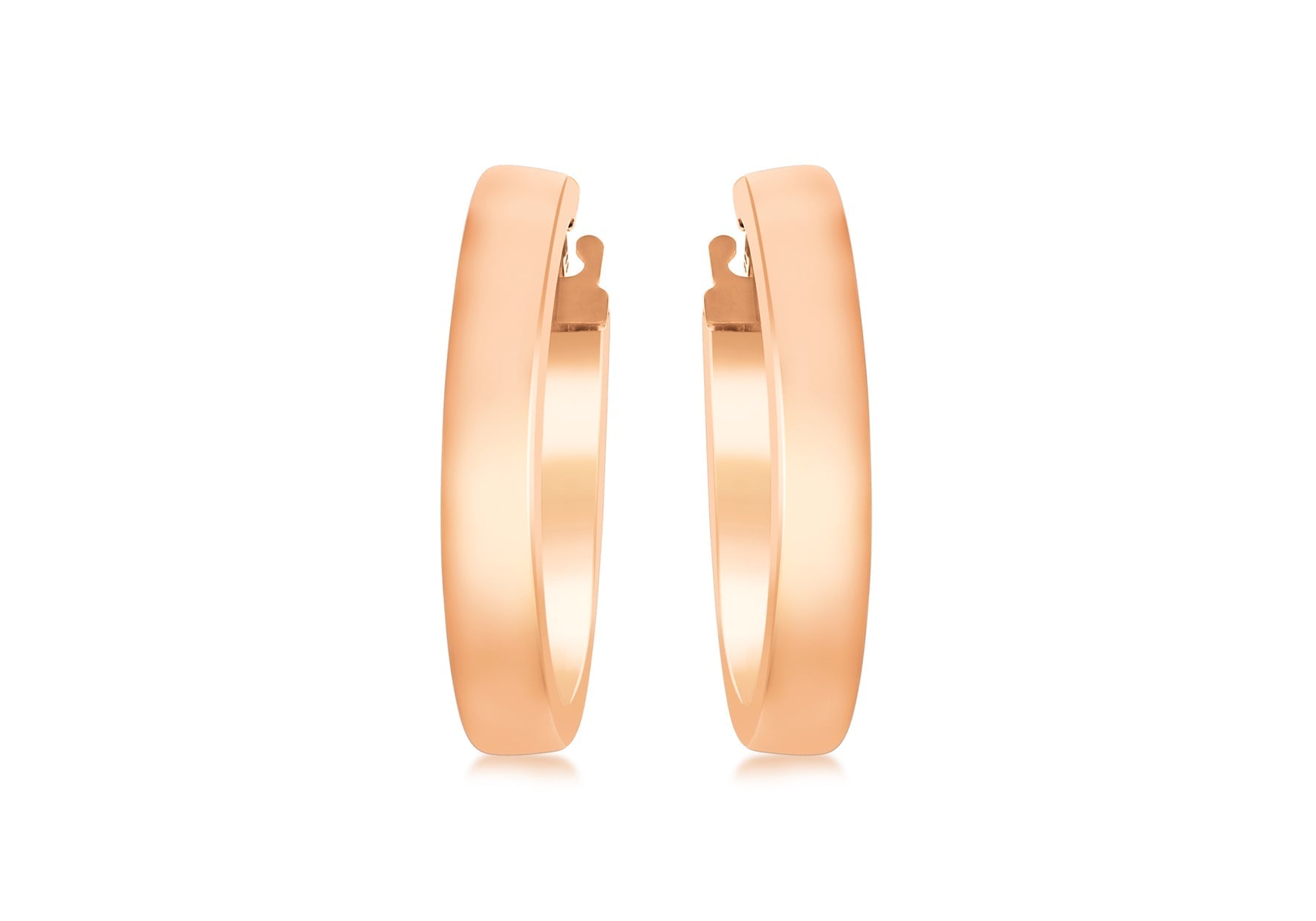 9ct Rose Gold 3mm Rectangular-Tube 15mm Hoop Creole Earrings