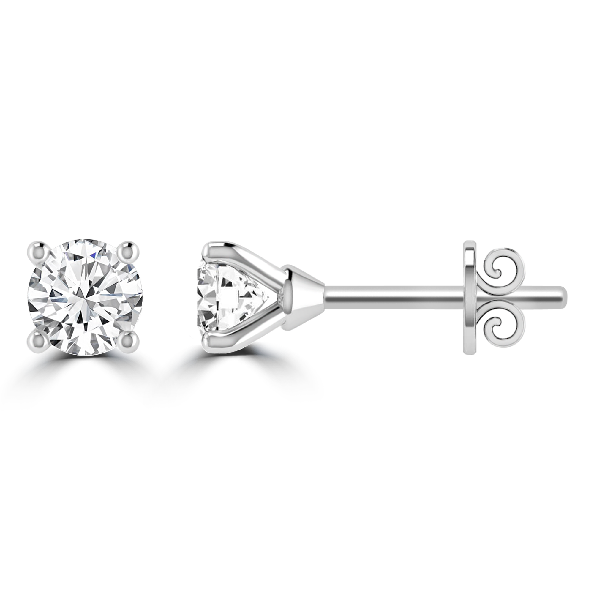 0.33ct GH I1 Diamond 4 Claw Studs in 9ct White Gold