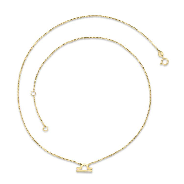 9ct Yellow Gold Libra Zodiac Necklace 40-45cm