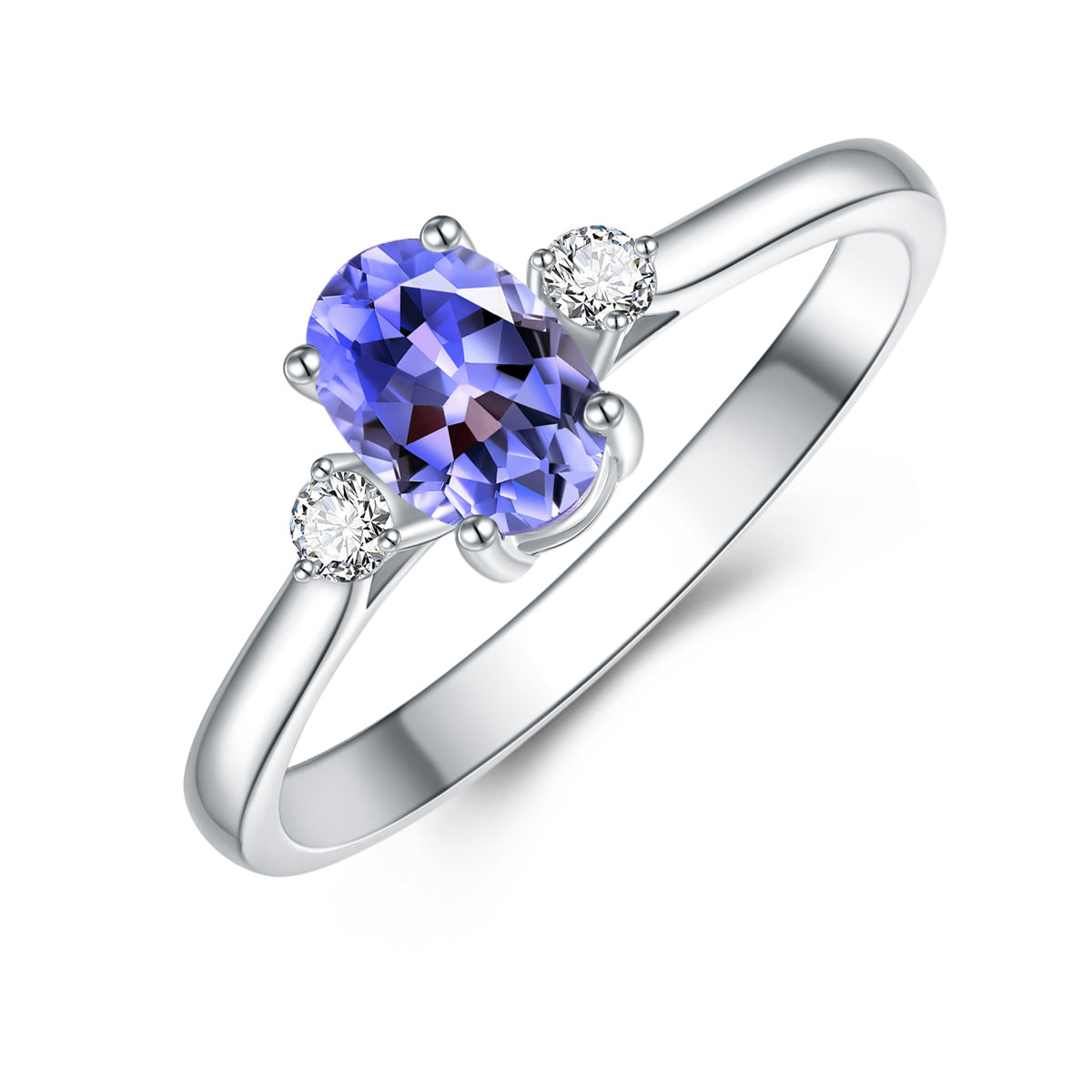 9ct White Gold Tanzanite & Diamond Ring