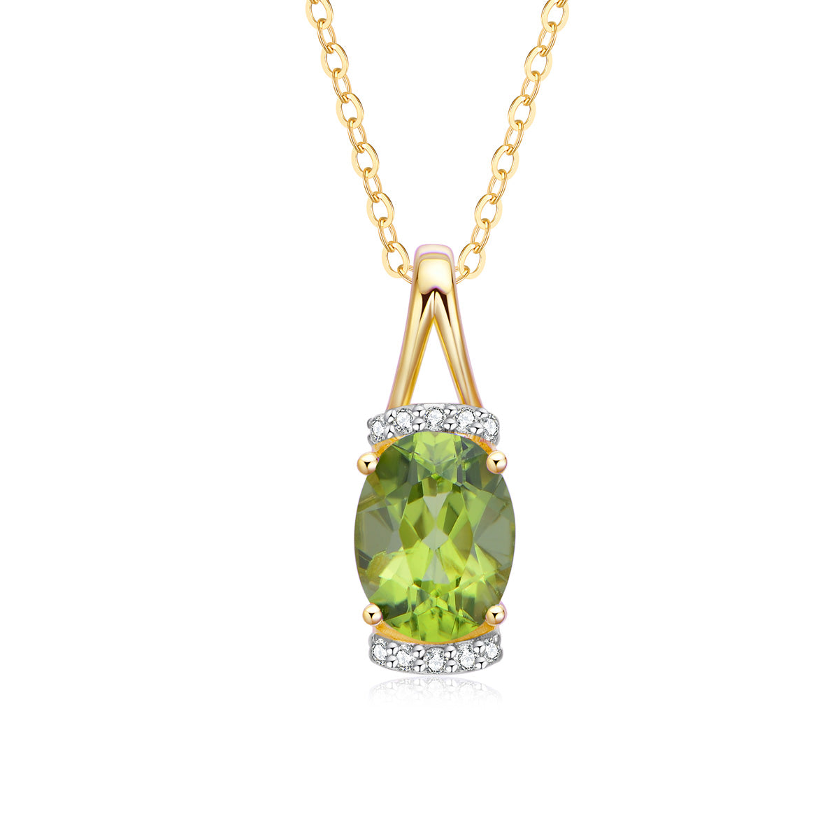 9ct Yellow Gold Peridot & Diamond Pendant