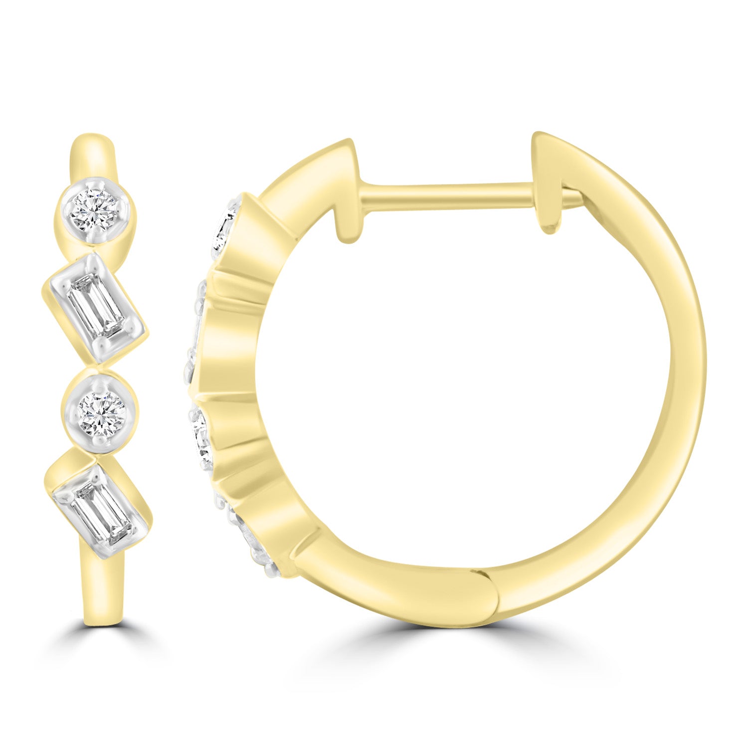 Diamond Hoop Earrings with 0.12ct Diamonds in 9ct Yellow Gold