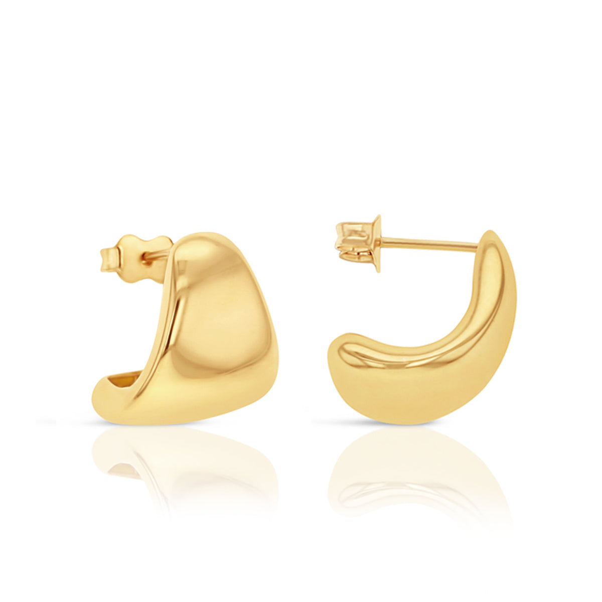 9ct Yellow Gold Polished Half Curved Stud Earrings