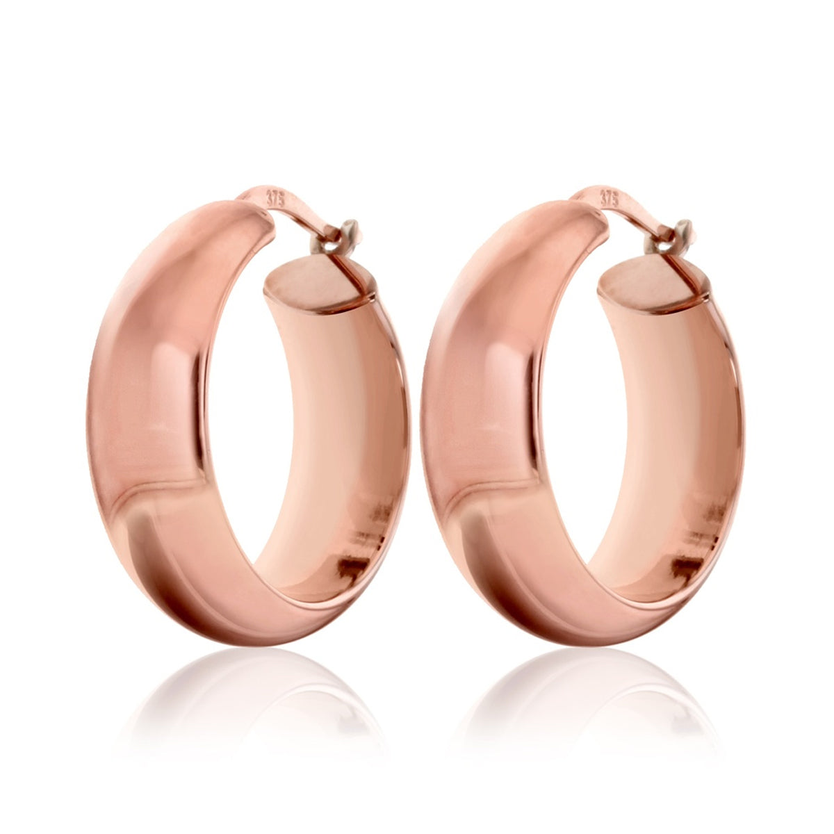 9ct Rose Gold Thick Hoop Earrings