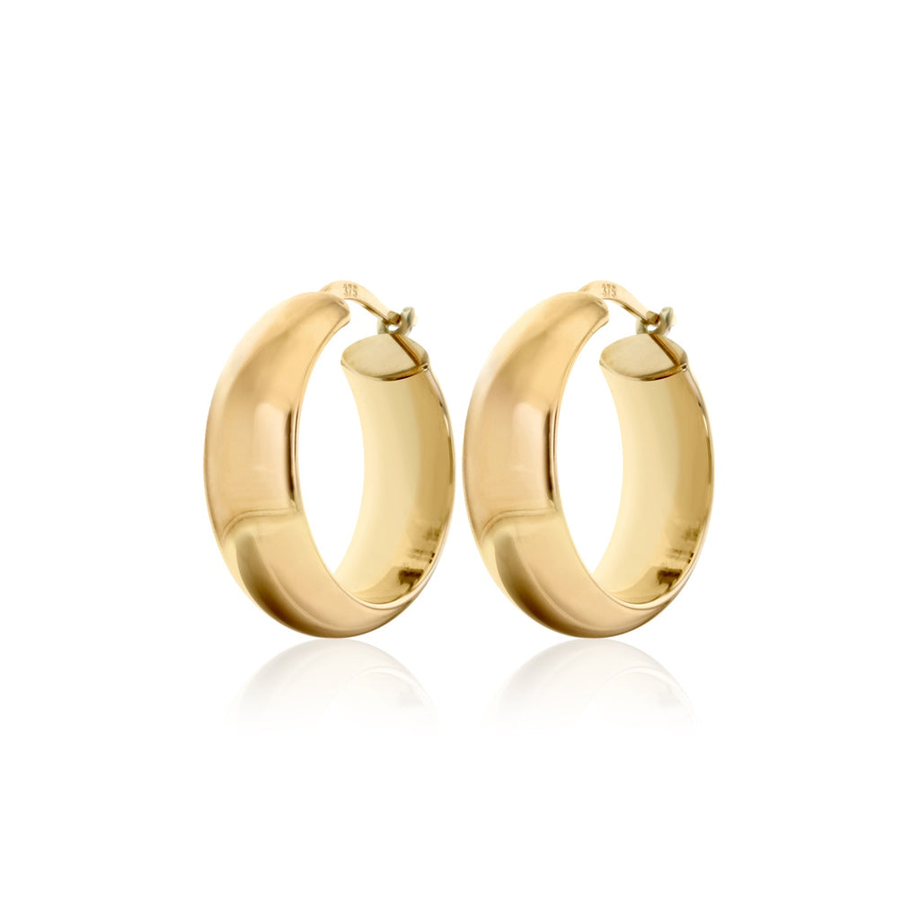 9ct Yellow Gold Thick Hoop Earrings