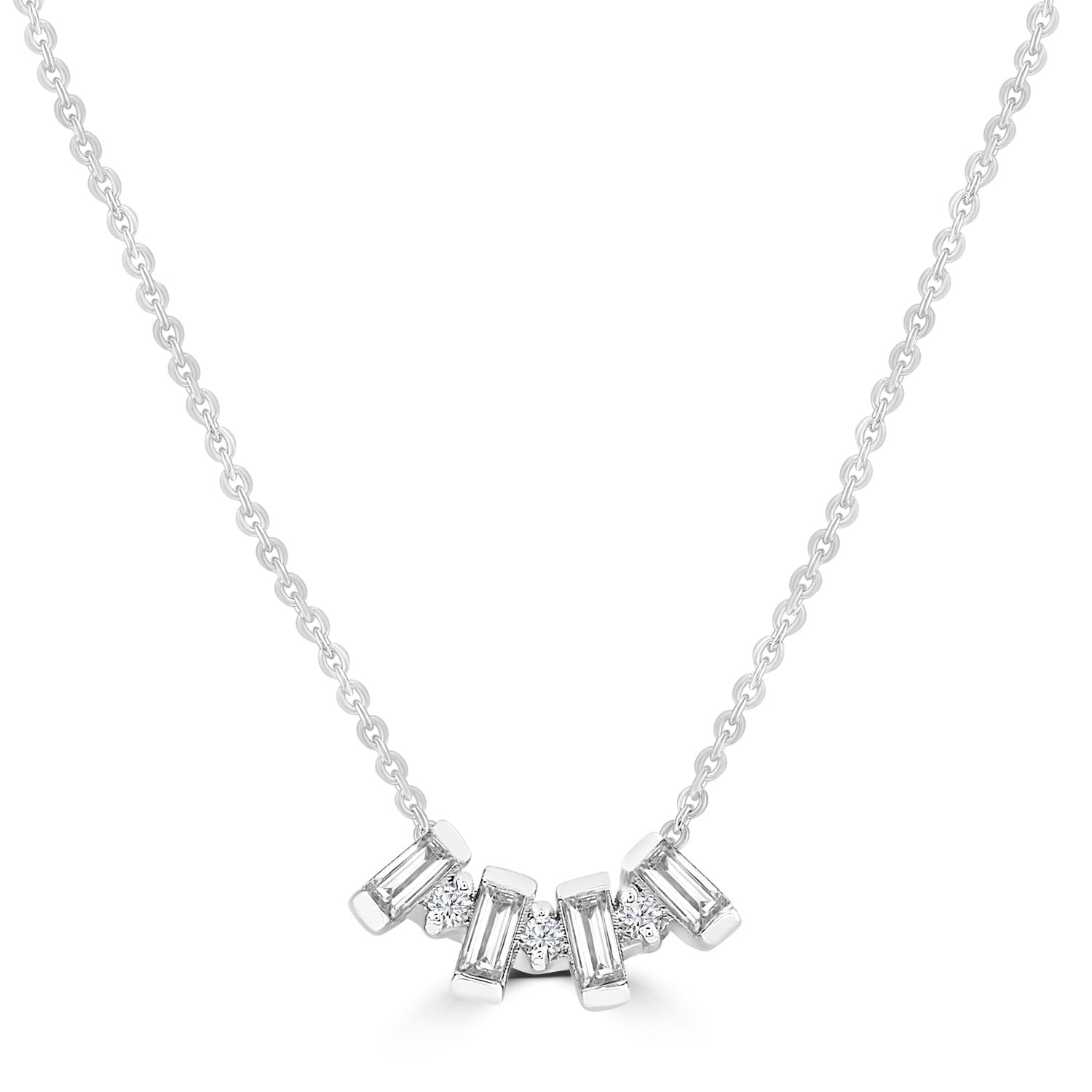 0.10ct HI I1 Diamond Necklace 40-45cm in 9ct White Gold