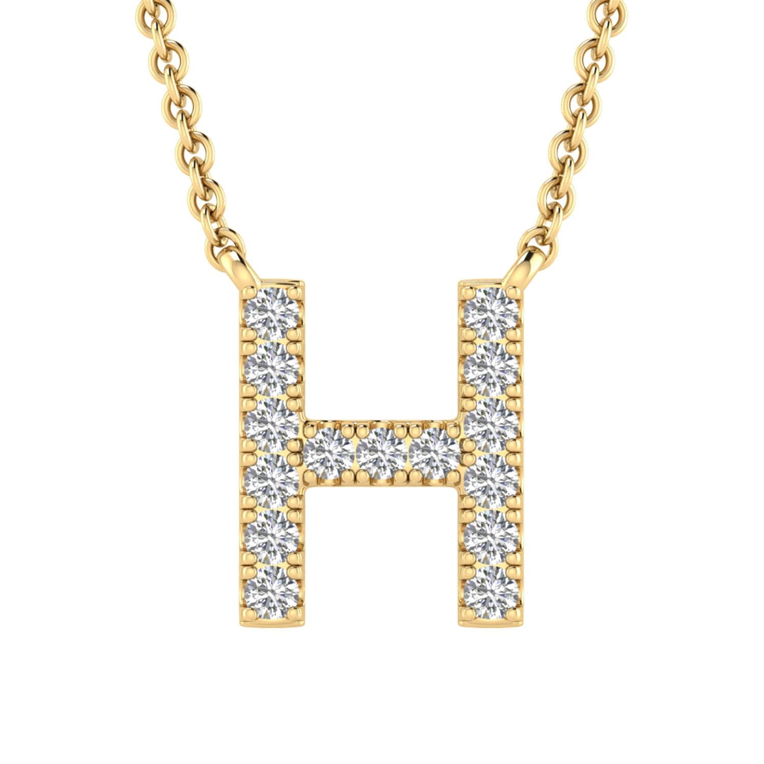 9ct Yellow Gold Diamond Initial 'H' Necklace