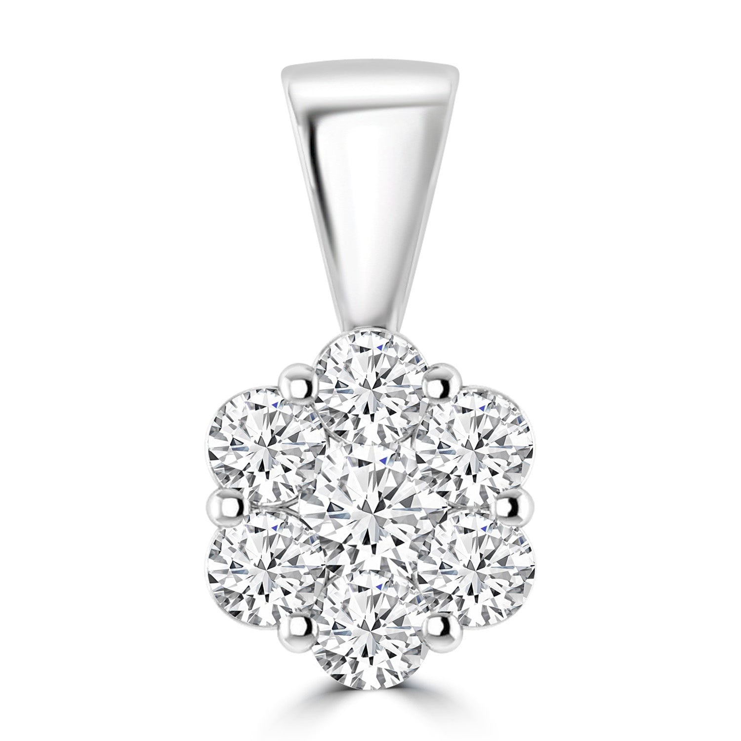 Cluster Diamond Pendant with 0.25ct Diamonds in 9ct White Gold - RJ9WPCLUS25GH